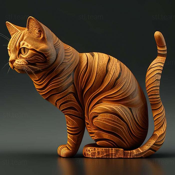 3D model American Wirehair cat (STL)